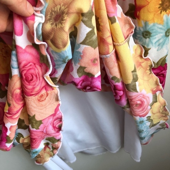 Floral summer dress, empire waist, V neck - Picture 4 of 10